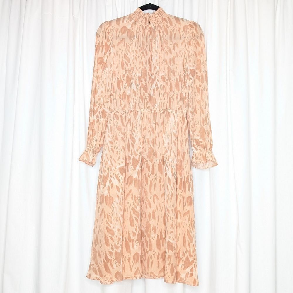Tucker Stella Dress Ivory Safari in Silk Crepe de Chine Mock Neck